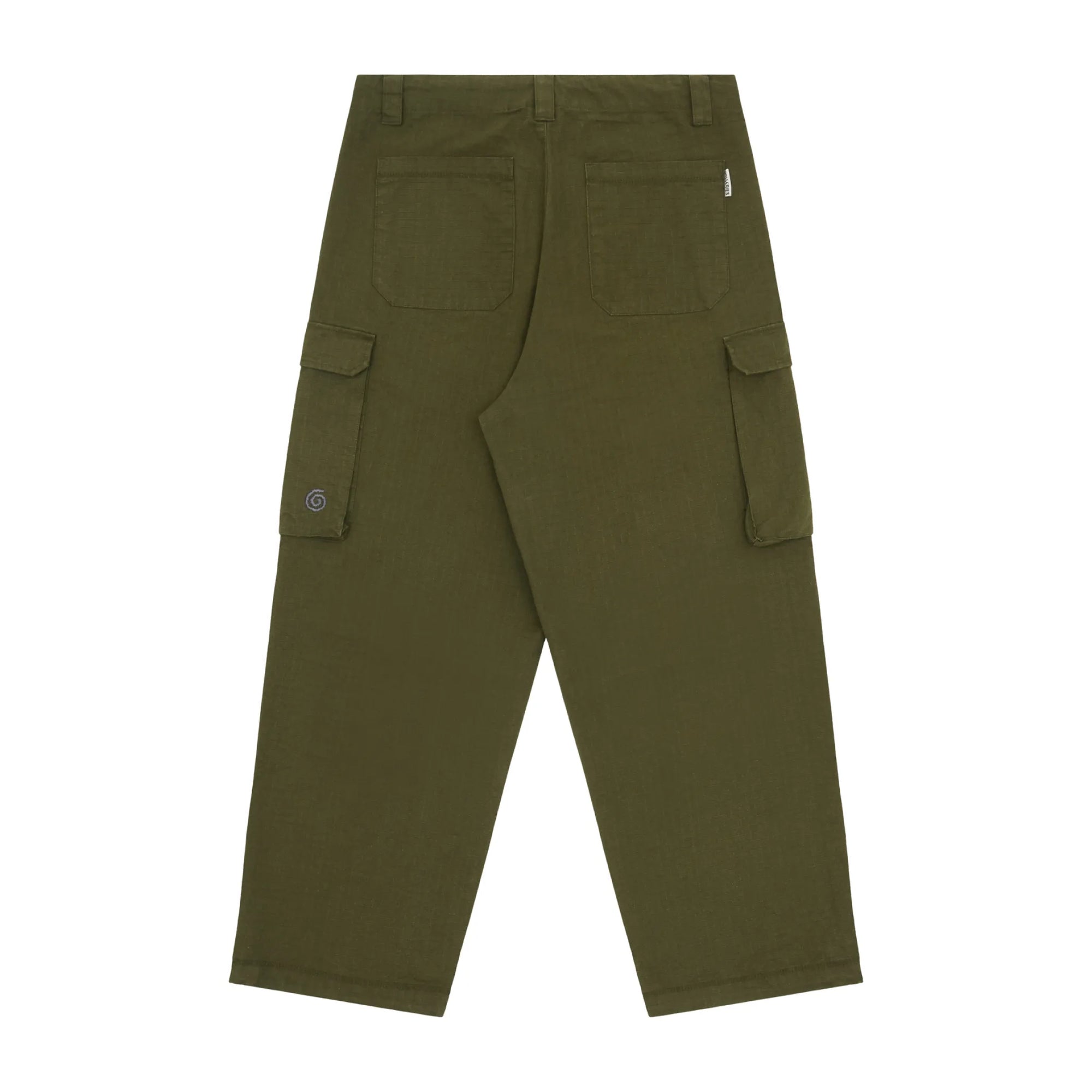 Green cargo pants on a white background