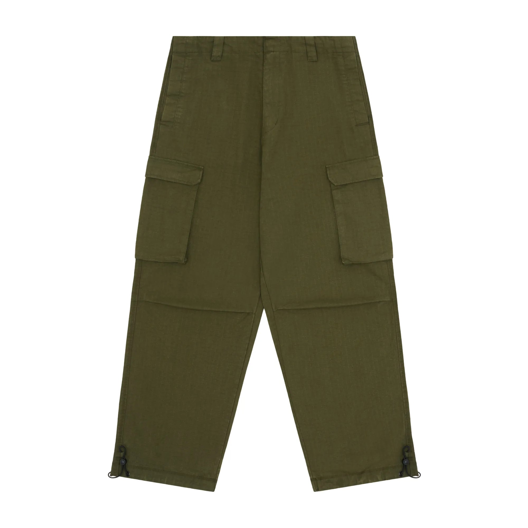 Green cargo pants on a white background